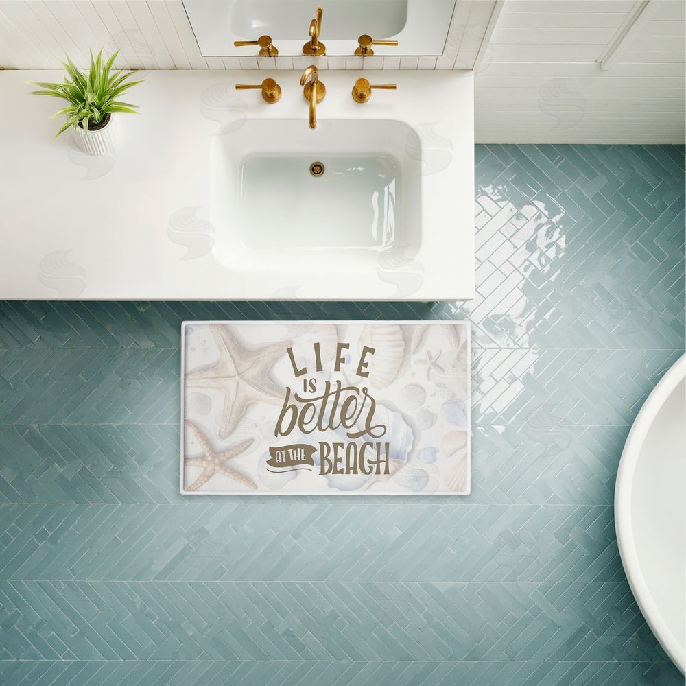 Kim Allen | Better At Beach Seashells Plush Bath Mat
