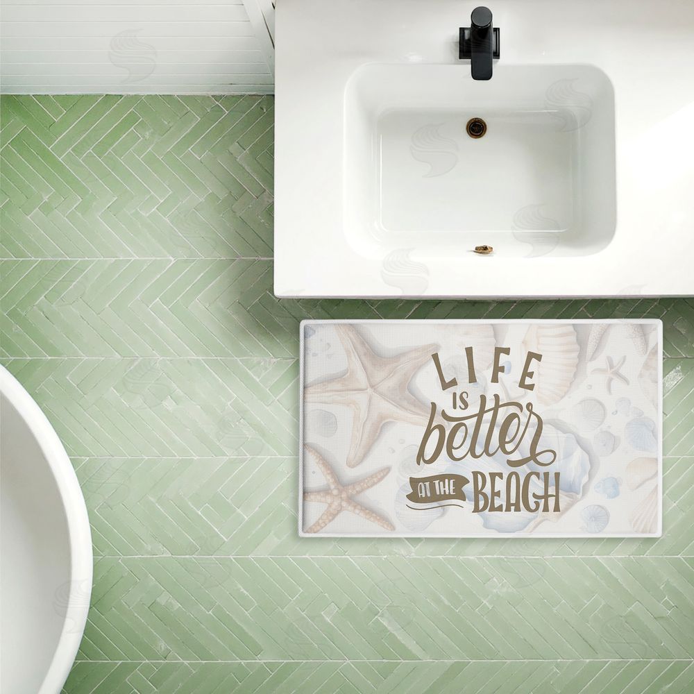 Kim Allen | Better At Beach Seashells Plush Bath Mat