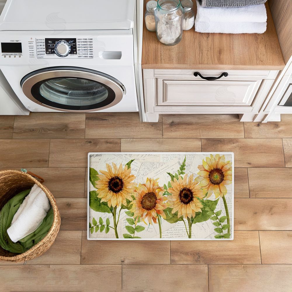 Kim Allen | Sunflowers & Vintage Letter Mail Plush Bath Mat