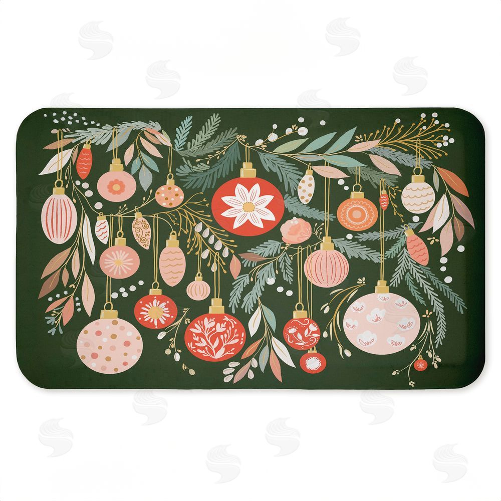 Leah Straatsma | Holiday Florals & Ornament Shapes Anti-Fatigue Mat