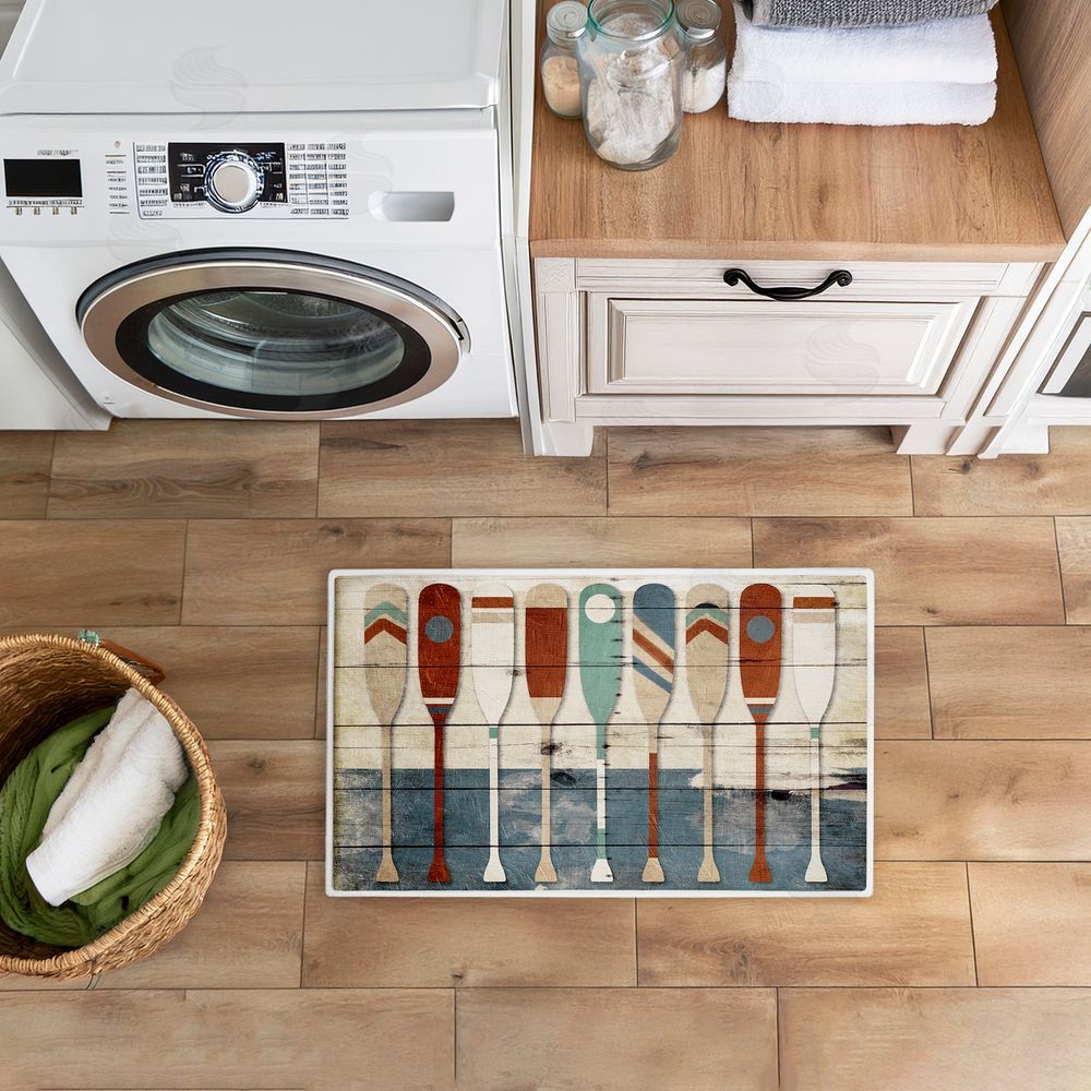 Milli Villa | Various Rustic Oars Patterns Plush Bath Mat