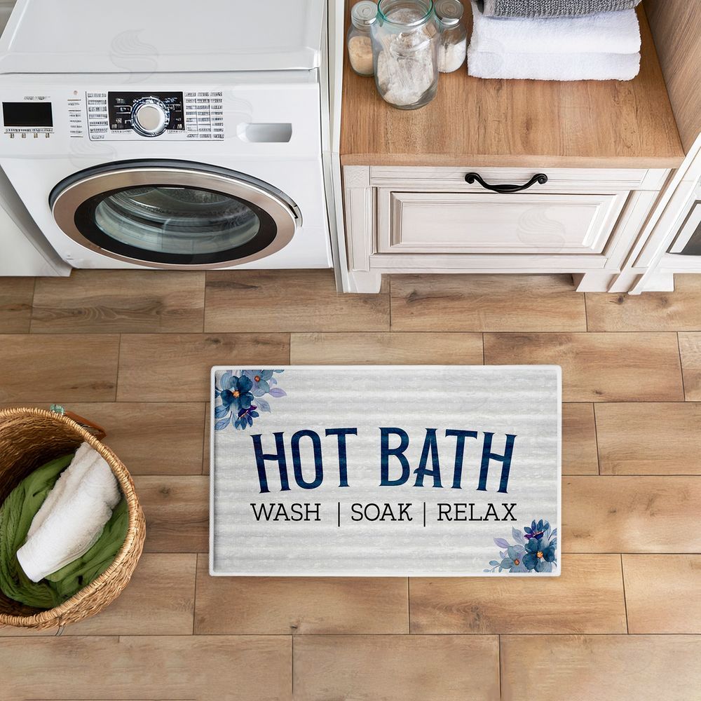 Kim Allen | Hot Bath with Vintage Flowers Plush Bath Mat