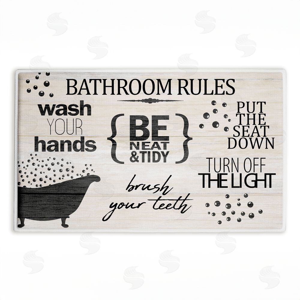 Kim Allen | Rustic Bathroom Rules Plush Bath Mat