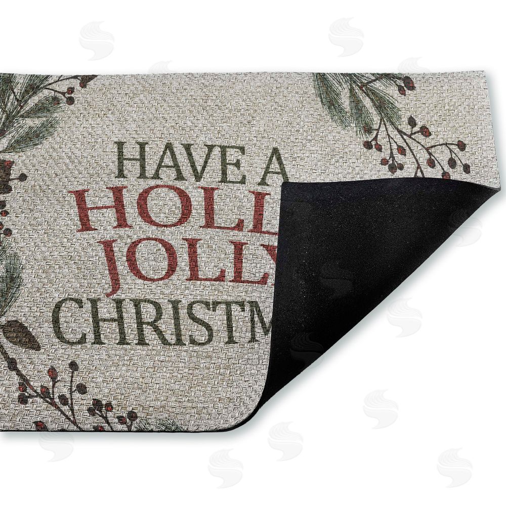 Kim Allen | Holly Jolly Christmas Sentiment Faux Sisal Door Mat