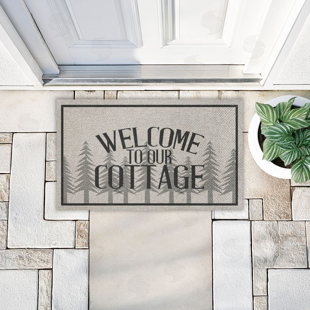 Kim Allen | Welcome To Our Cottage Trees Faux Sisal Door Mat