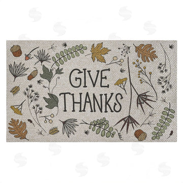 Sweet Melody Designs | Give Thanks Autumn Leaves Faux Sisal Door Mat