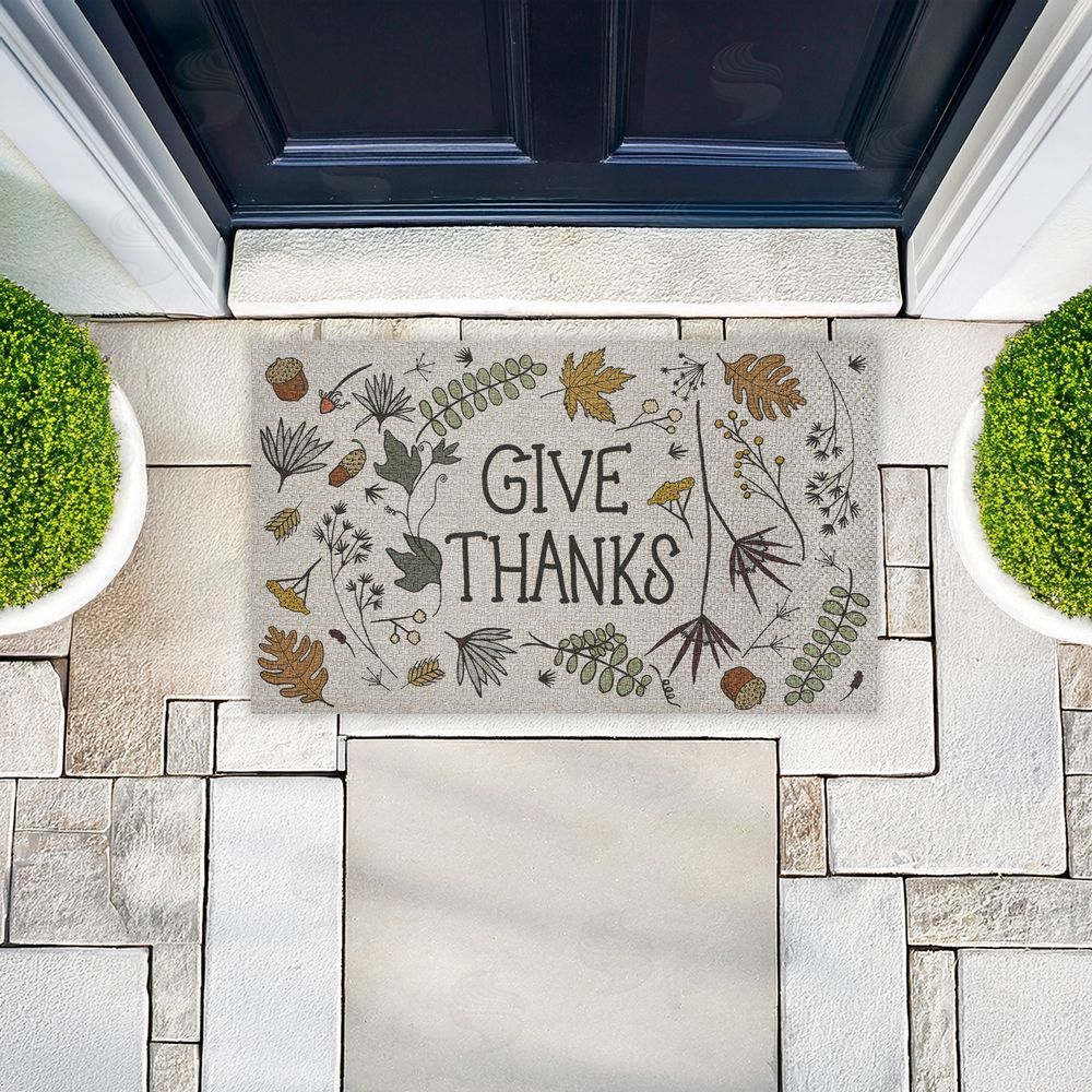 Sweet Melody Designs | Give Thanks Autumn Leaves Faux Sisal Door Mat
