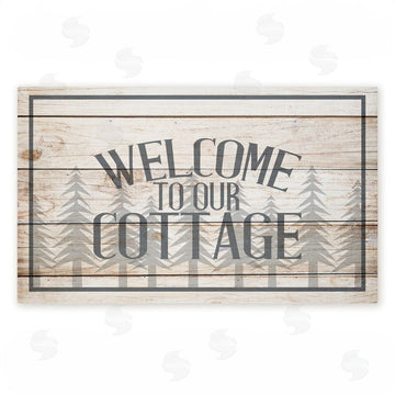 Kim Allen | Rustic Welcome Cottage Trees Non-Woven Door Mat