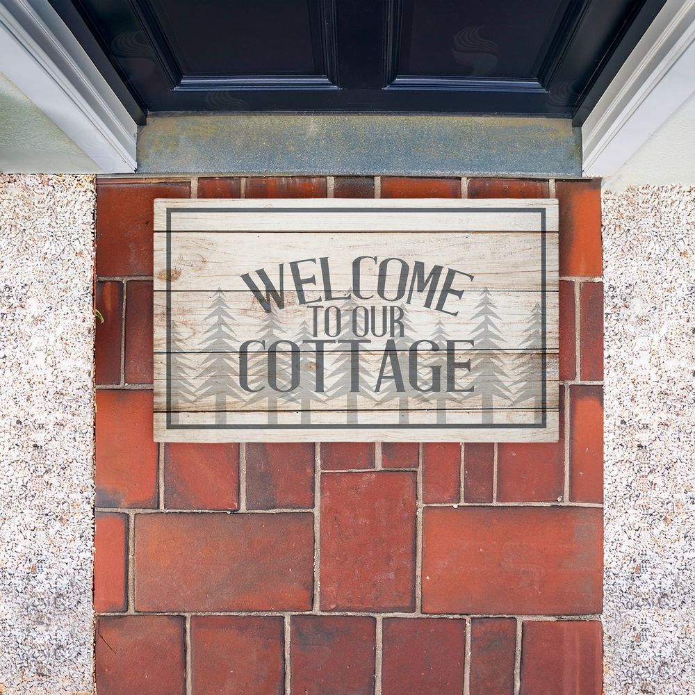Kim Allen | Rustic Welcome Cottage Trees Non-Woven Door Mat