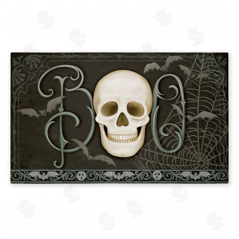 Nicole Tamarin | Boo with Skulls & Bats Non-Woven Door Mat