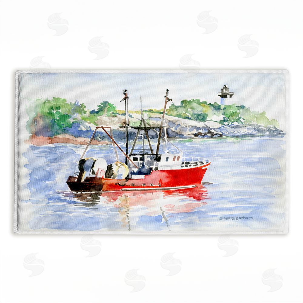 Greg Gorham | Tranquil Drifting Boat Plush Bath Mat