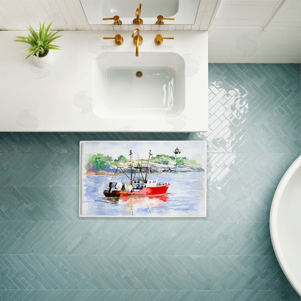 Greg Gorham | Tranquil Drifting Boat Plush Bath Mat