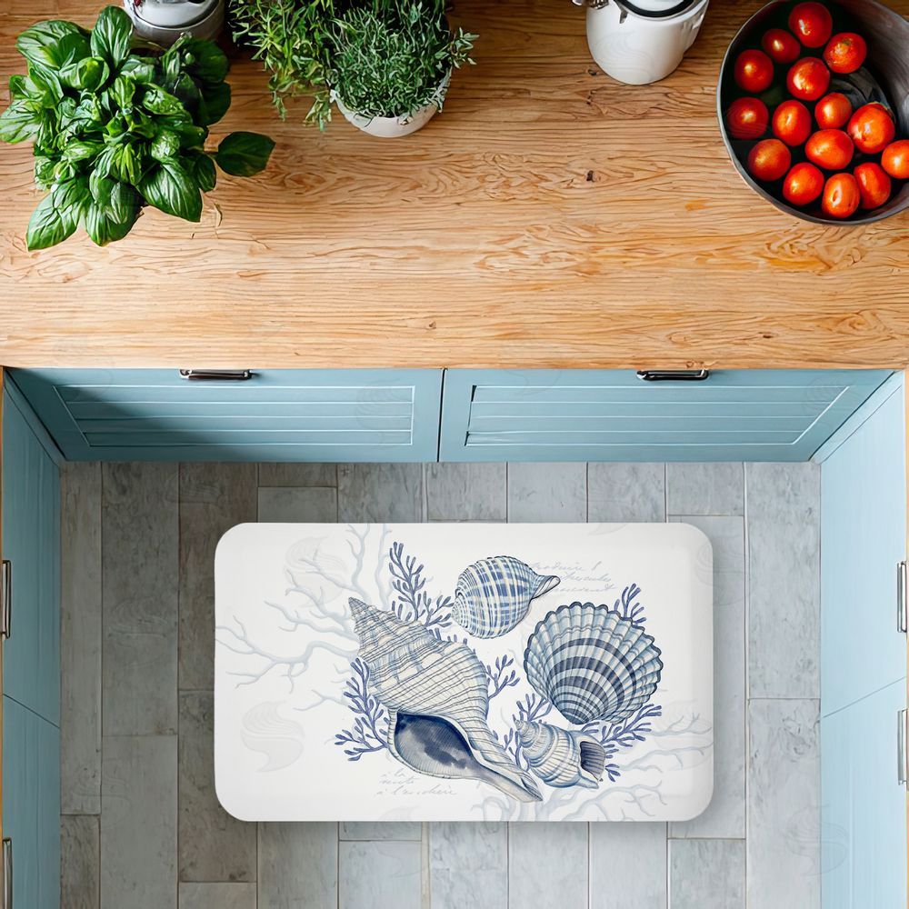 Nicole Tamarin | Coastal Chinoiserie Shells Anti-Fatigue Mat