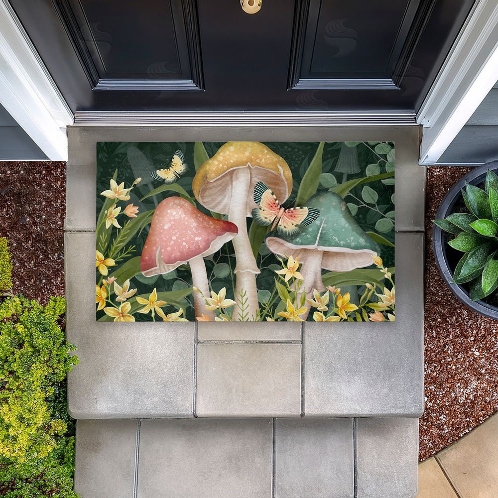 Nicole Tamarin | Midnight Garden Mushrooms Non-Woven Door Mat