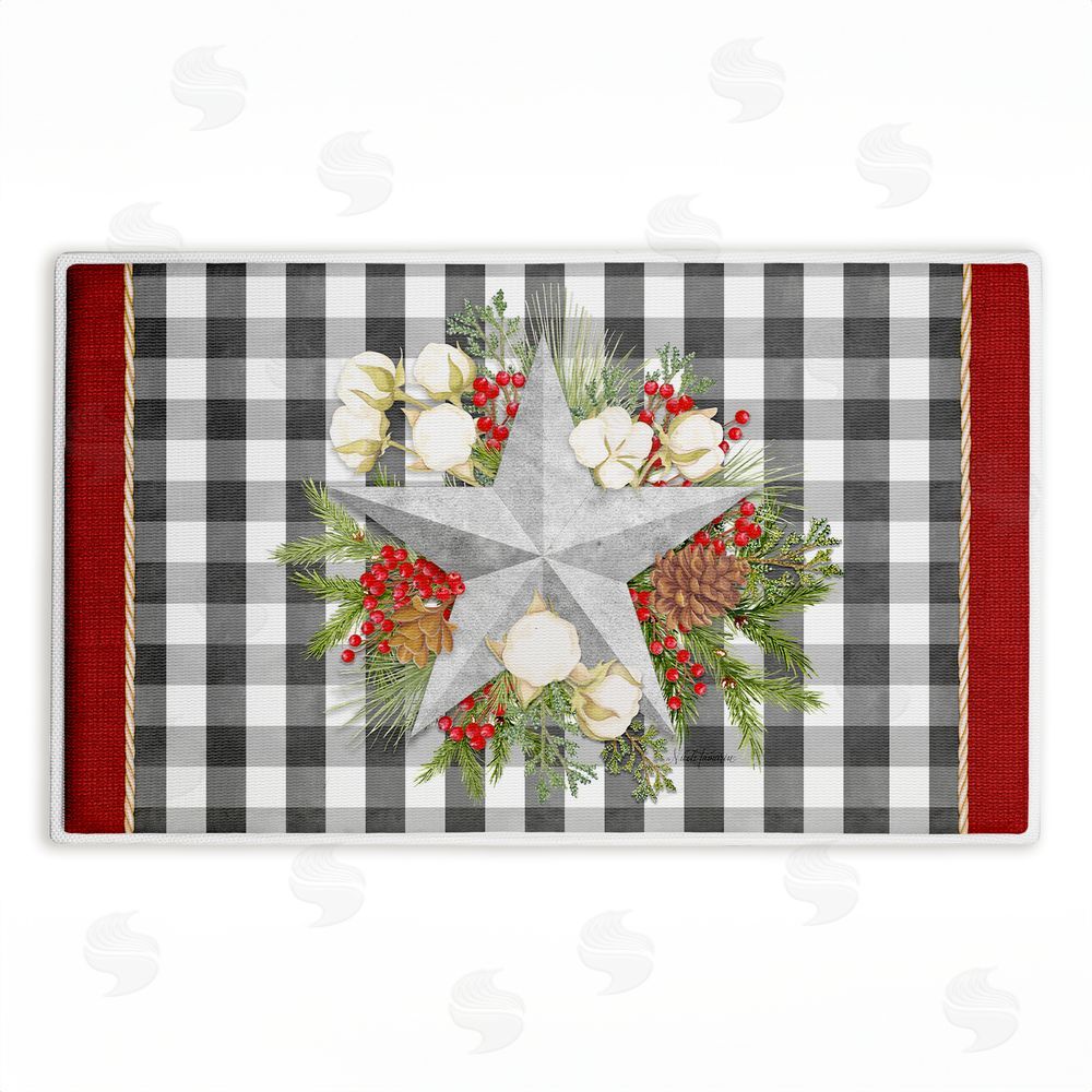 Nicole Tamarin | Gingham & Floral Star Shape Plush Bath Mat