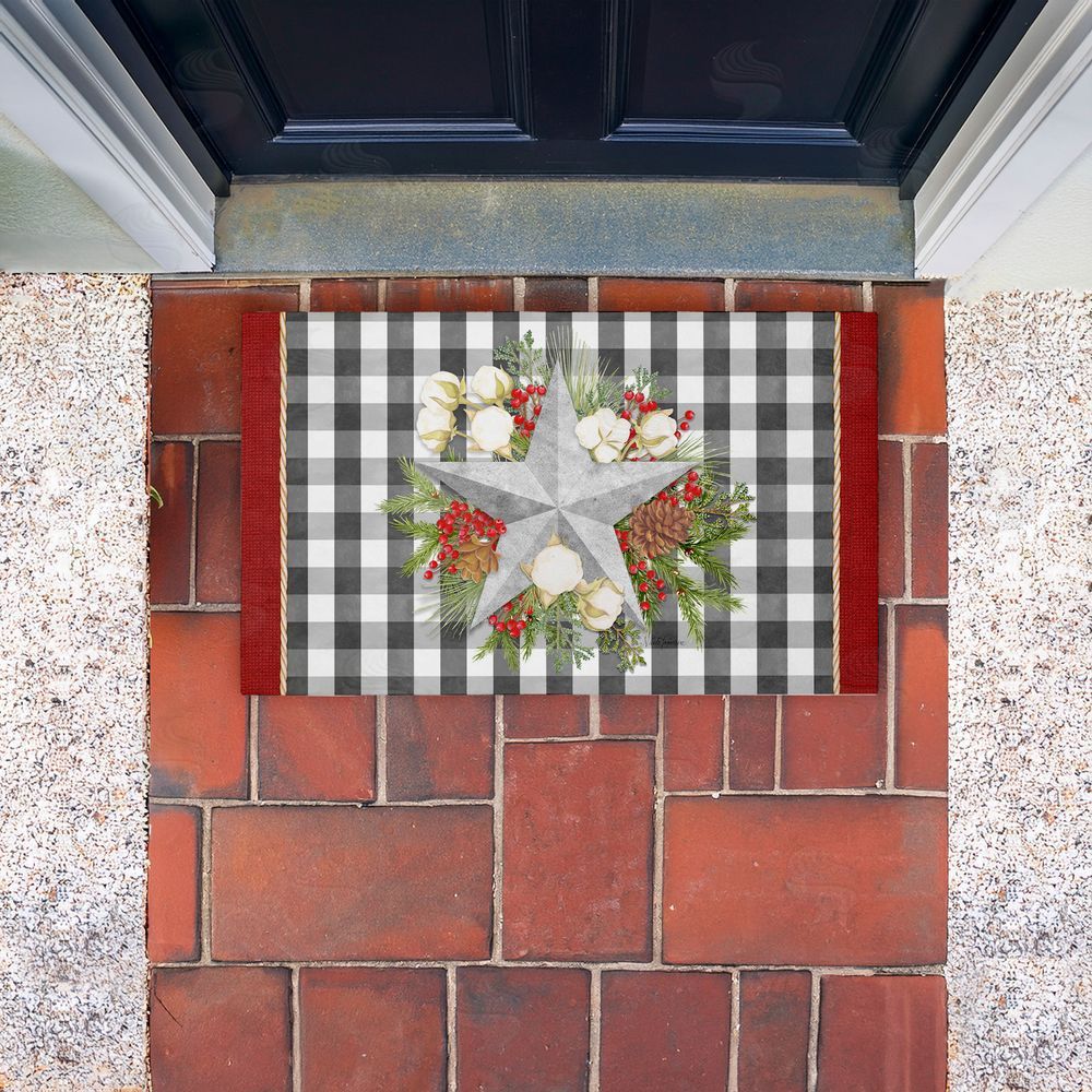 Nicole Tamarin | Gingham & Floral Star Shape Non-Woven Door Mat