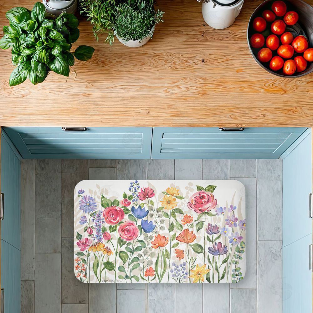 Jenny Faw | Springtime Wildflower Blossoms Anti-Fatigue Mat