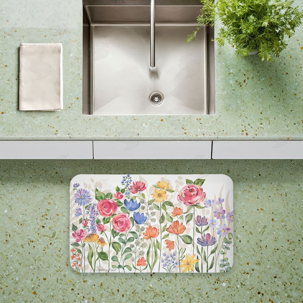 Jenny Faw | Springtime Wildflower Blossoms Anti-Fatigue Mat