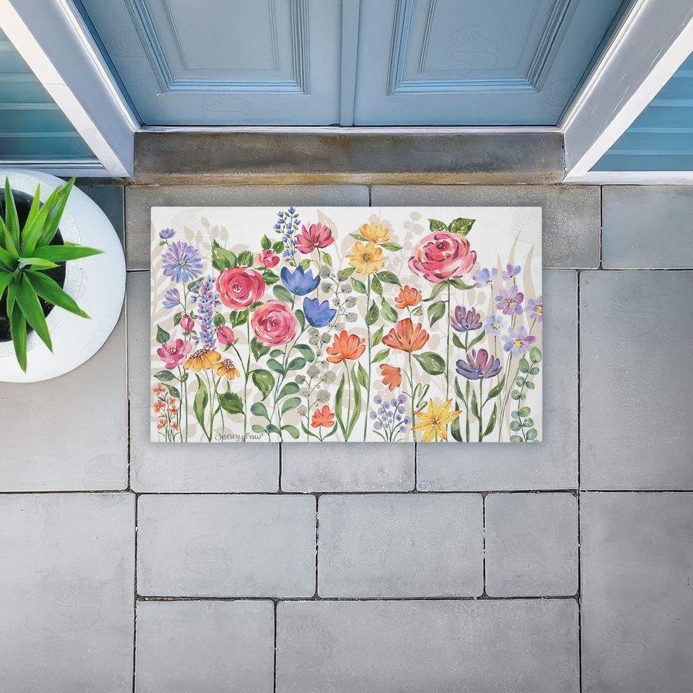 Jenny Faw | Springtime Wildflower Blossoms Non-Woven Door Mat