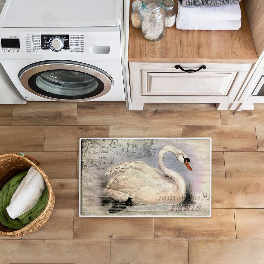 Suzanne Nicoll | French Swan Vintage Motif Plush Bath Mat