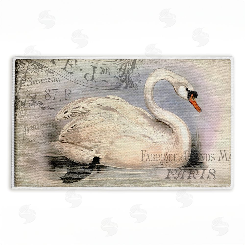 Suzanne Nicoll | French Swan Vintage Motif Plush Bath Mat