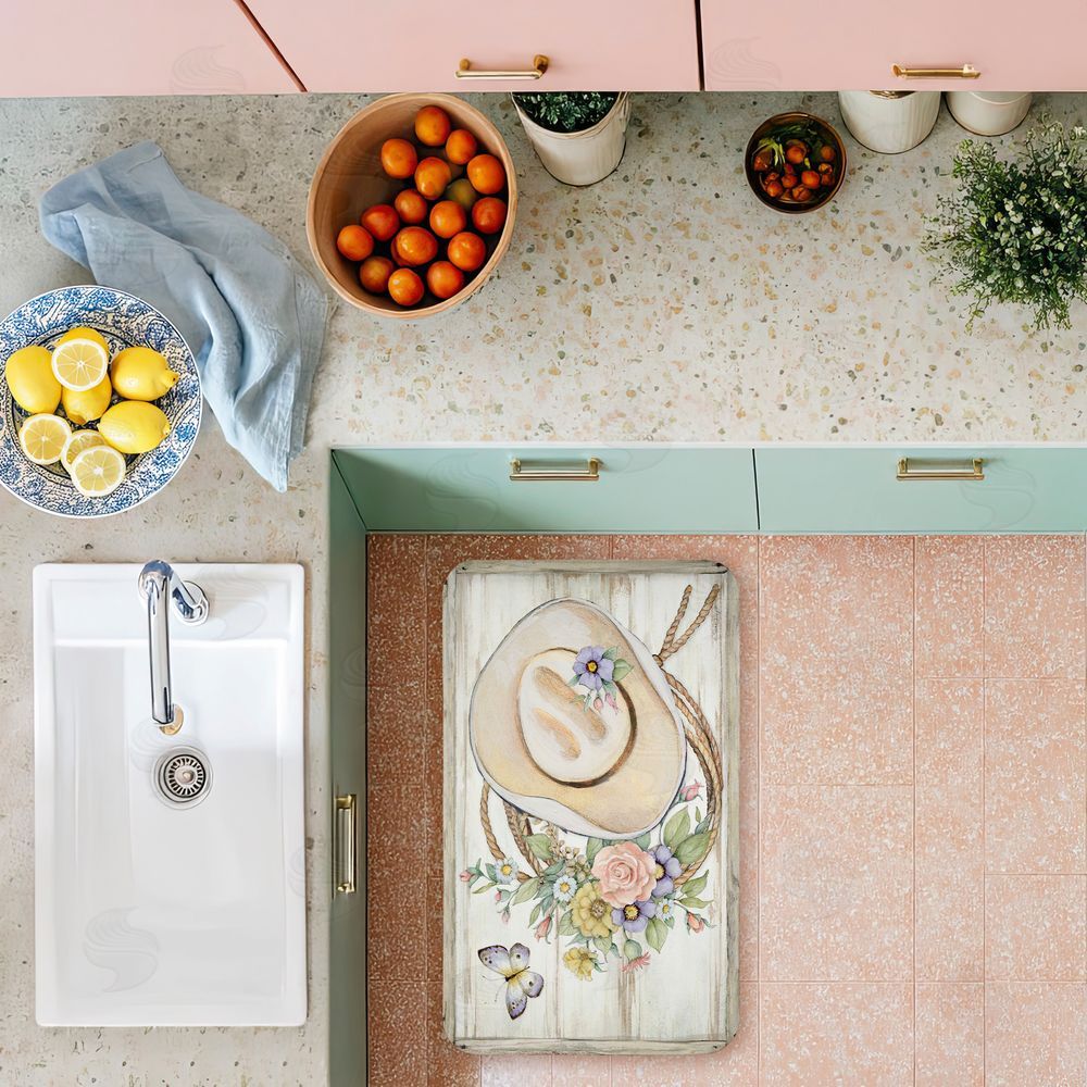 Susan Winget | Shabby Chic Floral Cowboy Hat Anti-Fatigue Mat