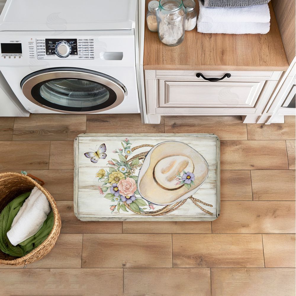 Susan Winget | Shabby Chic Floral Cowboy Hat Anti-Fatigue Mat