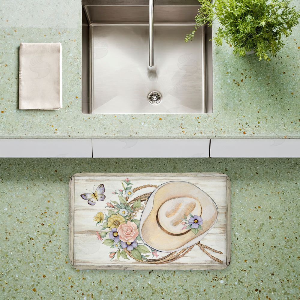 Susan Winget | Shabby Chic Floral Cowboy Hat Anti-Fatigue Mat