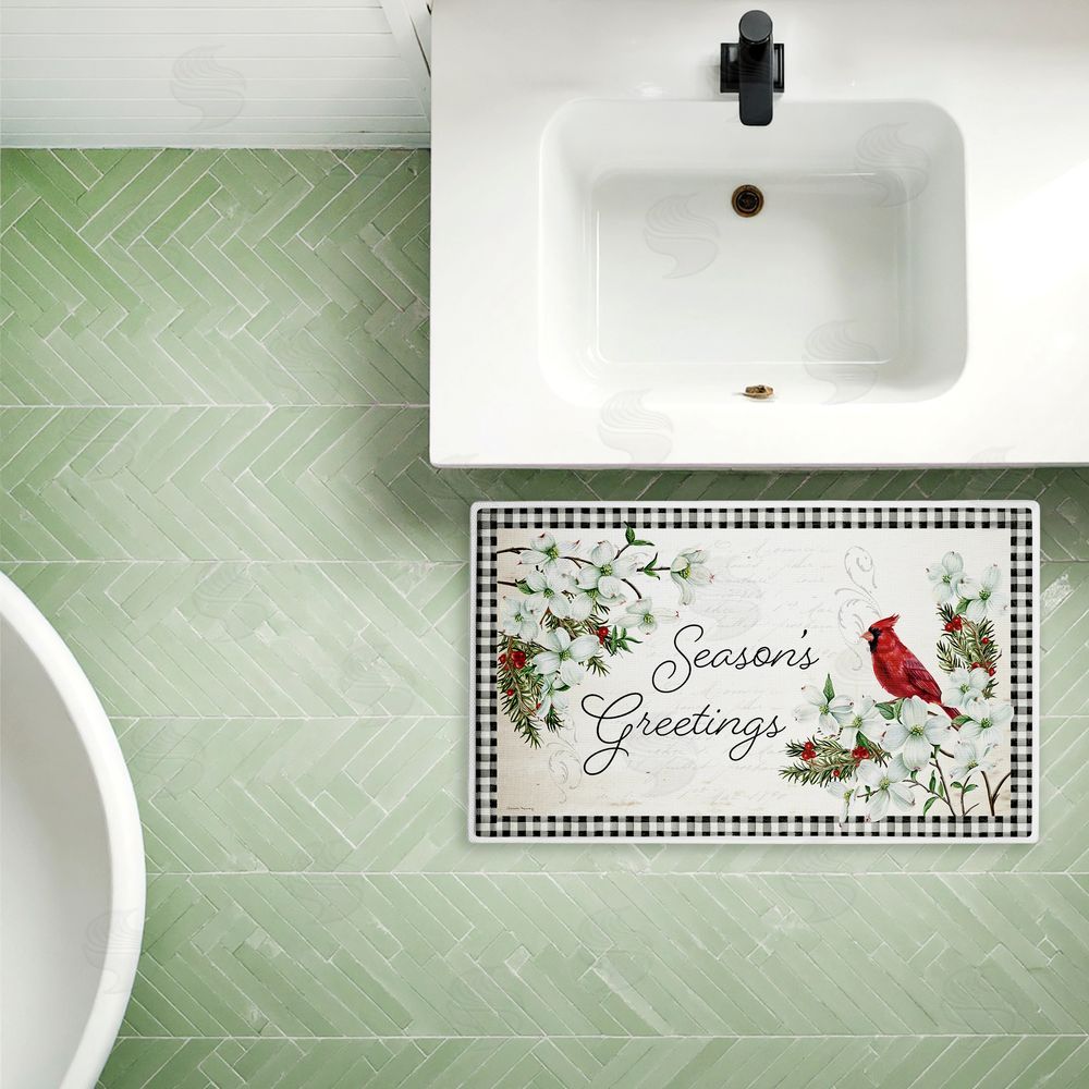 Danielle Murray | Winter Cardinals & Dogwood Plush Bath Mat
