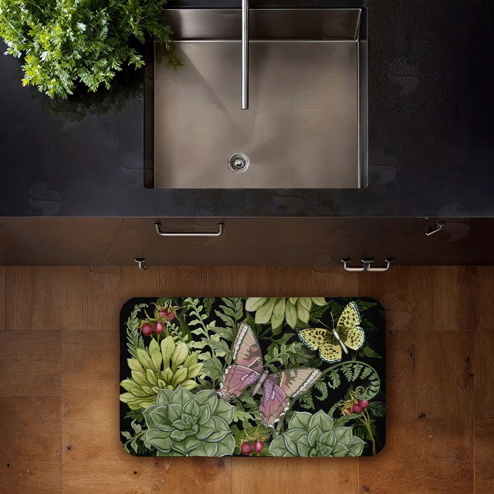 Nicole Tamarin | Dark Succulents Midnight Garden Anti-Fatigue Mat