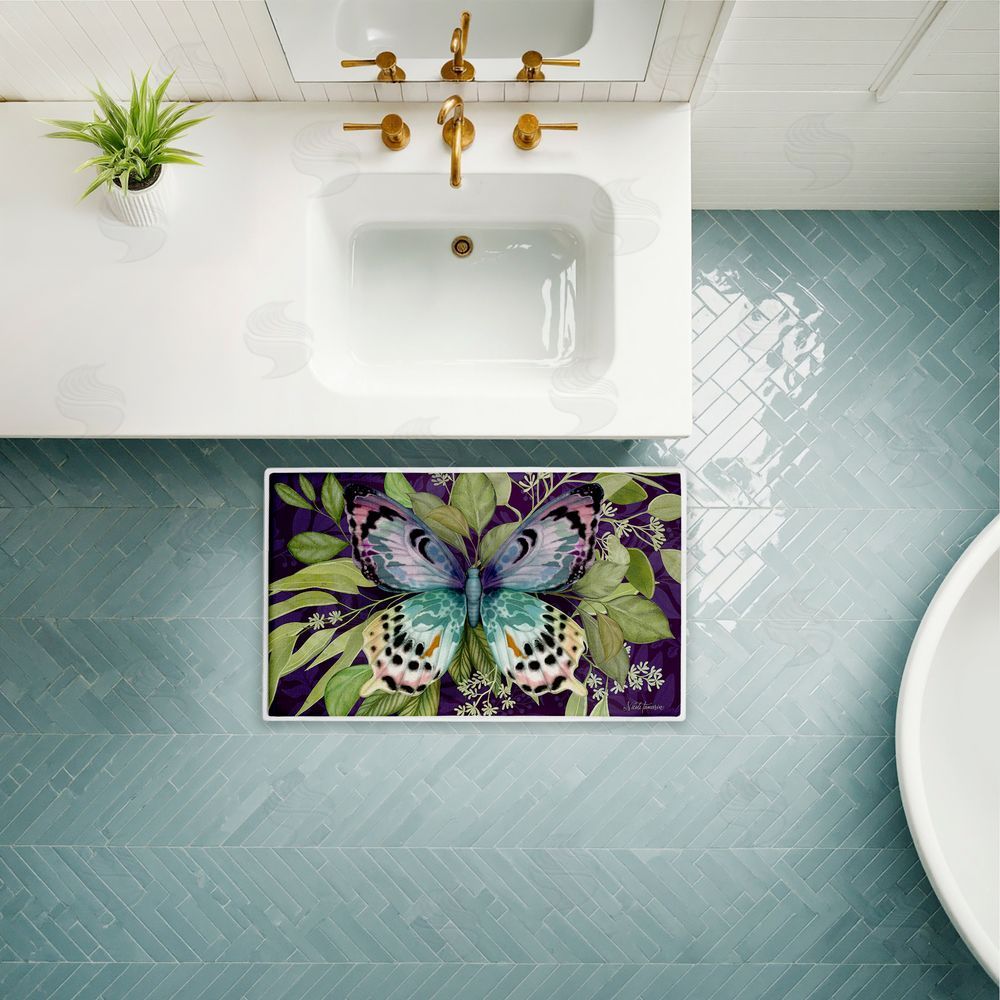 Nicole Tamarin | Midnight Butterfly Garden Plush Bath Mat