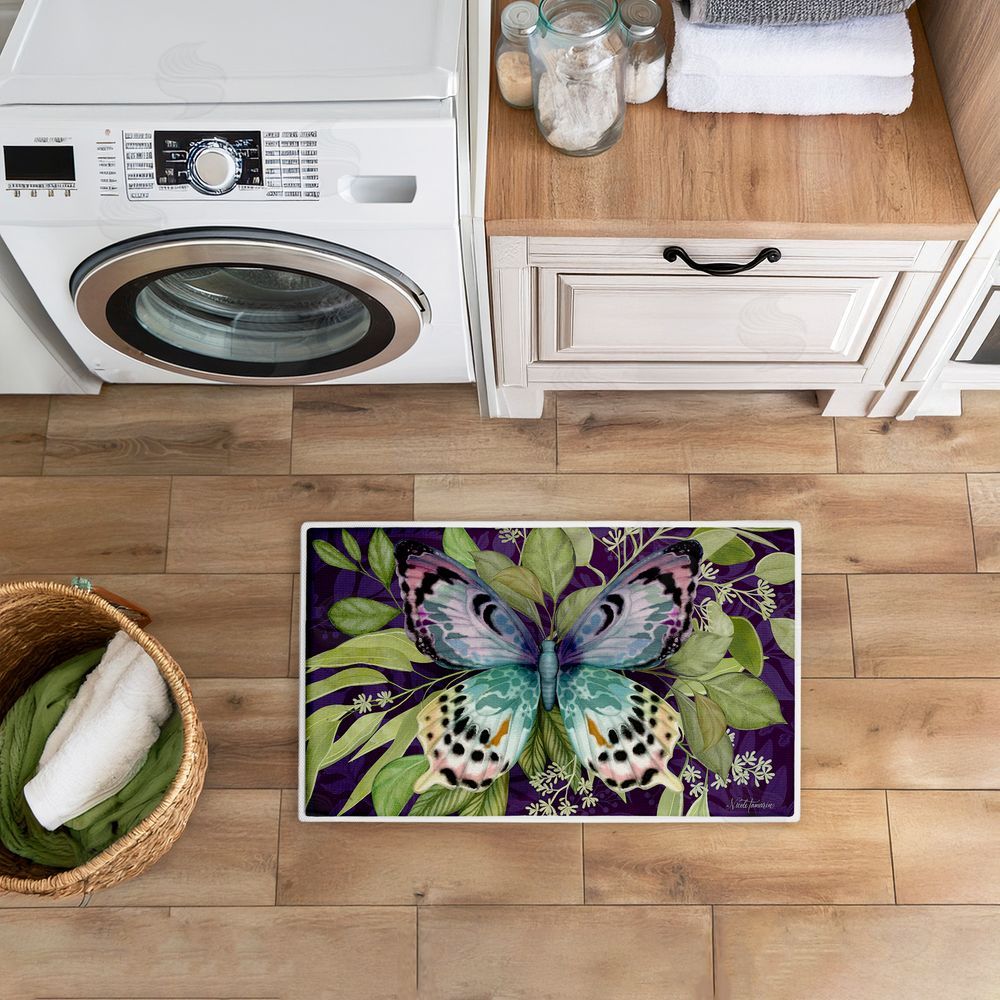 Nicole Tamarin | Midnight Butterfly Garden Plush Bath Mat
