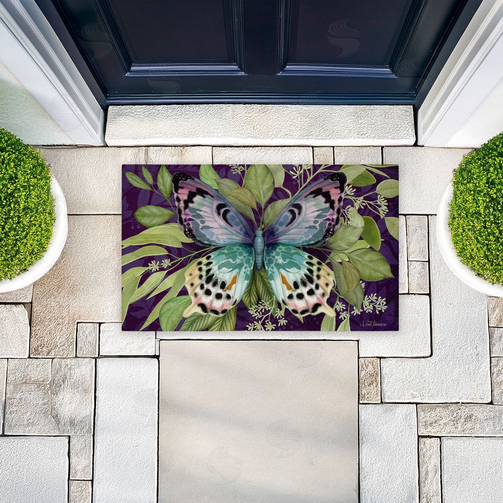 Nicole Tamarin | Midnight Butterfly Garden Non-Woven Door Mat