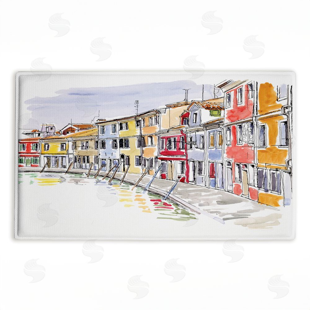 Tim Coffey | Quaint Coastal Town Buildings Plush Bath Mat