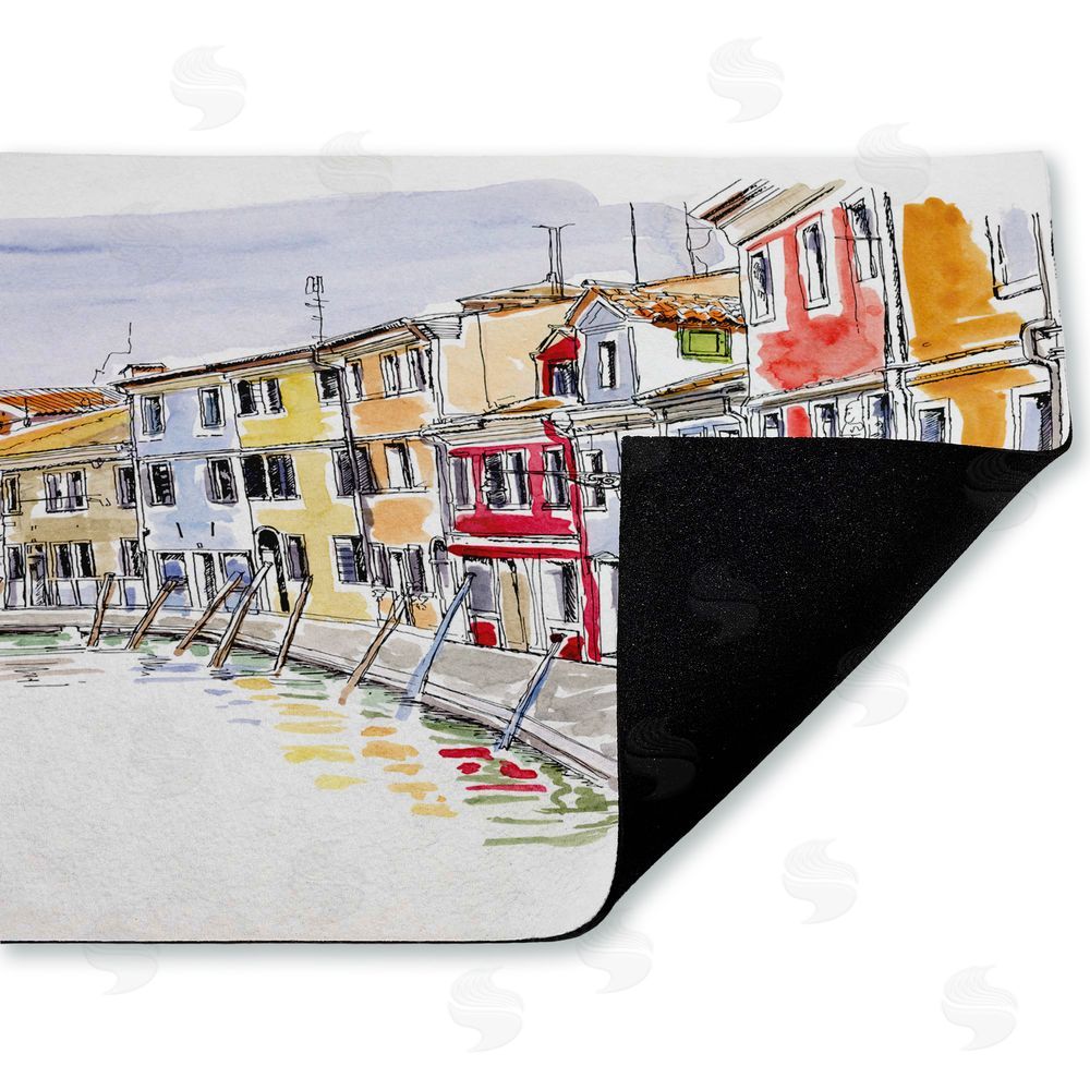 Tim Coffey | Quaint Coastal Town Buildings Non-Woven Door Mat