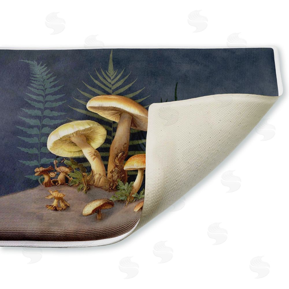 Tim Coffey | Mushrooms & Ferns on Blue Plush Bath Mat