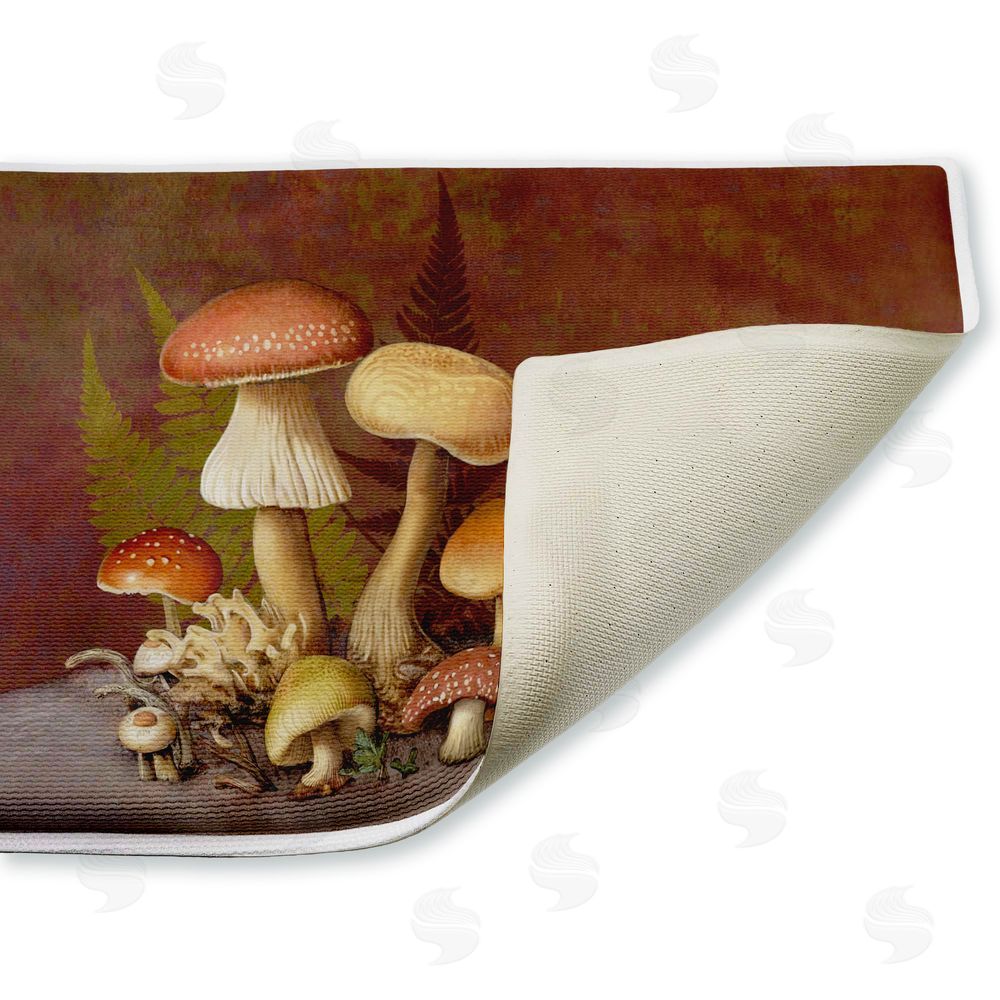 Tim Coffey | Mushrooms & Ferns on Brown Plush Bath Mat