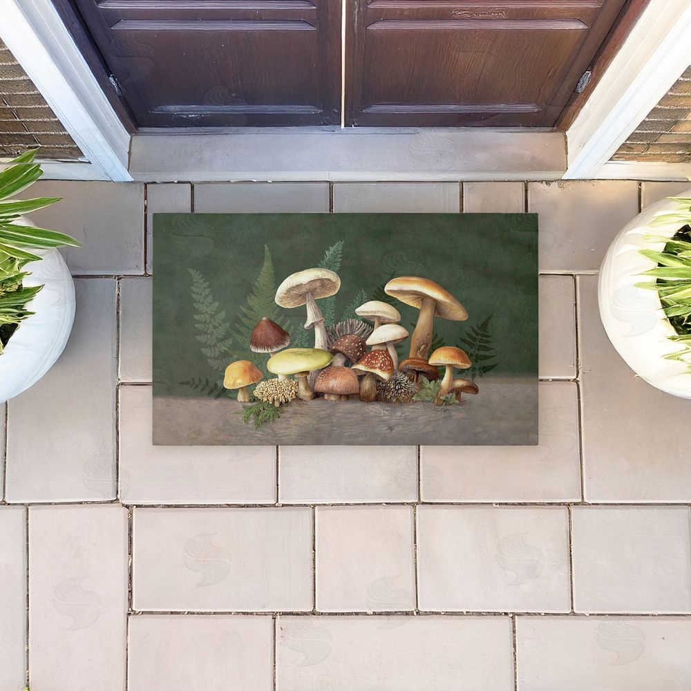 Tim Coffey | Mushrooms & Ferns on Green Non-Woven Door Mat