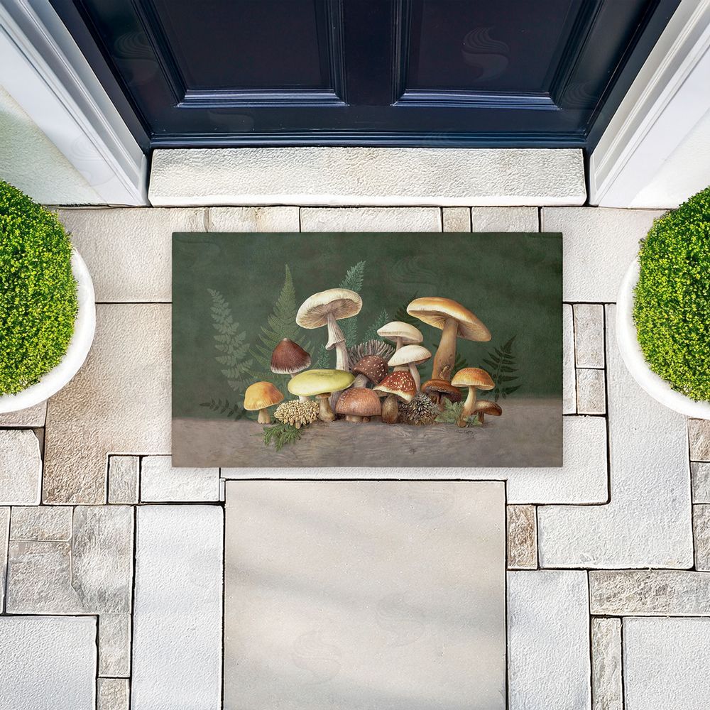 Tim Coffey | Mushrooms & Ferns on Green Non-Woven Door Mat