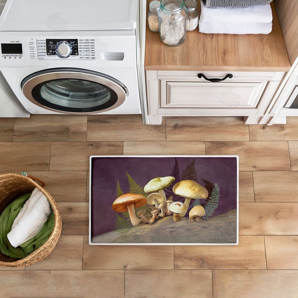 Tim Coffey | Mushrooms & Ferns on Purple Plush Bath Mat
