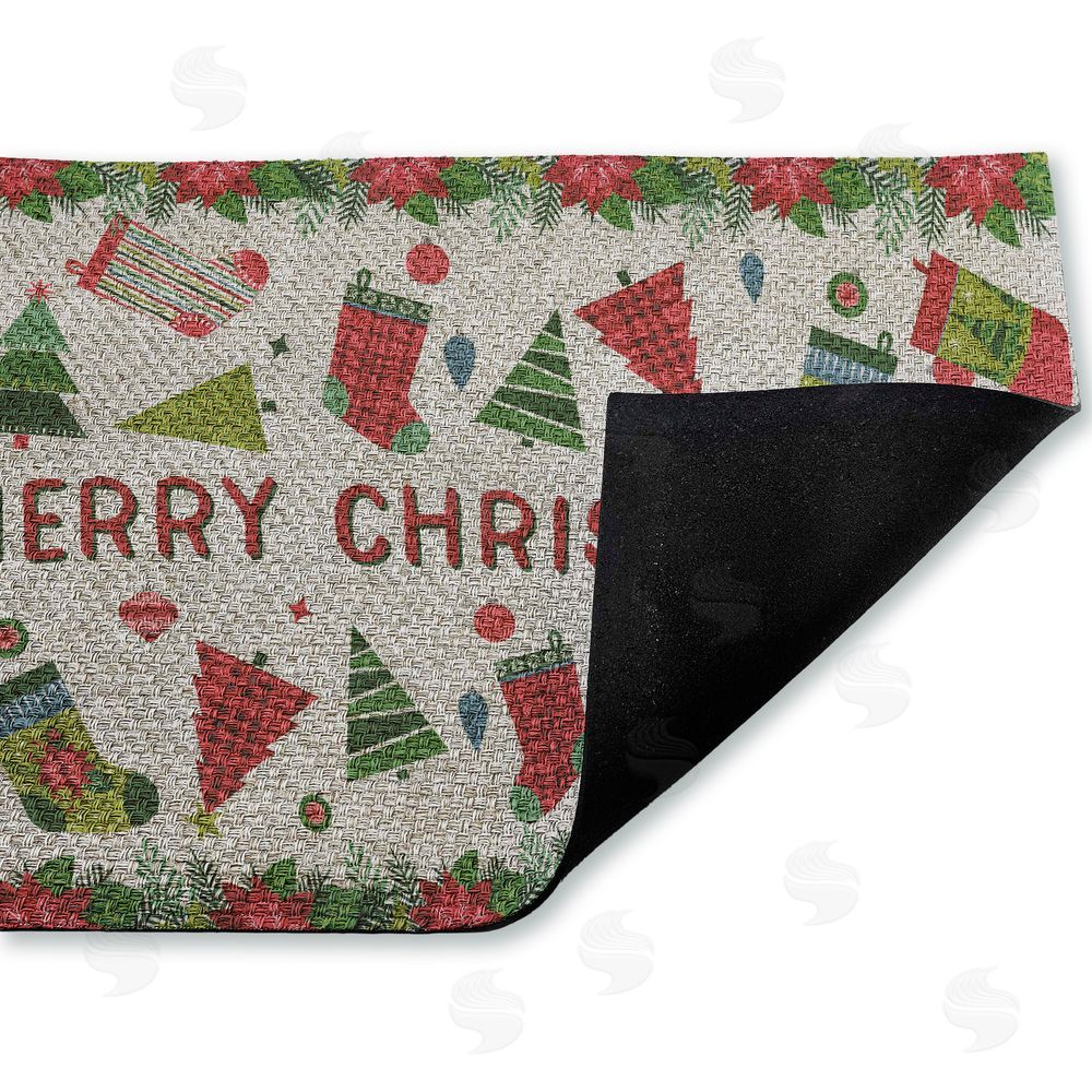 Suzanne Nicoll | Christmas Merriment Stockings Faux Sisal Door Mat