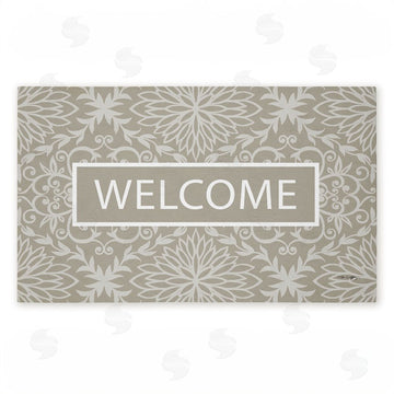 Tim Coffey | Green Damask Welcome Non-Woven Door Mat