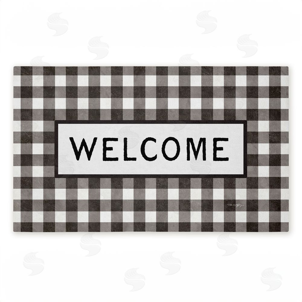 Tim Coffey | Black Checkered Gingham Welcome Non-Woven Door Mat