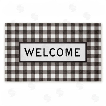 Tim Coffey | Black Checkered Gingham Welcome Non-Woven Door Mat