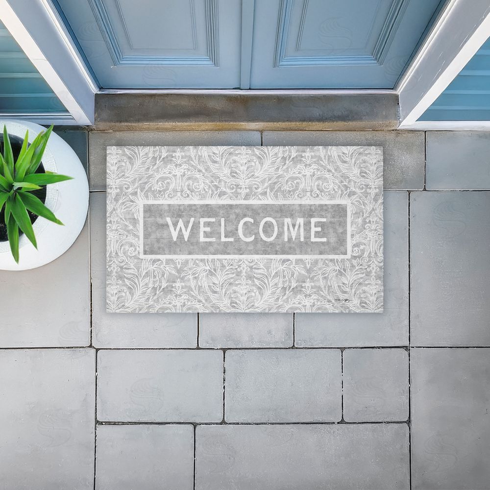 Tim Coffey | Distressed Damask Welcome Non-Woven Door Mat