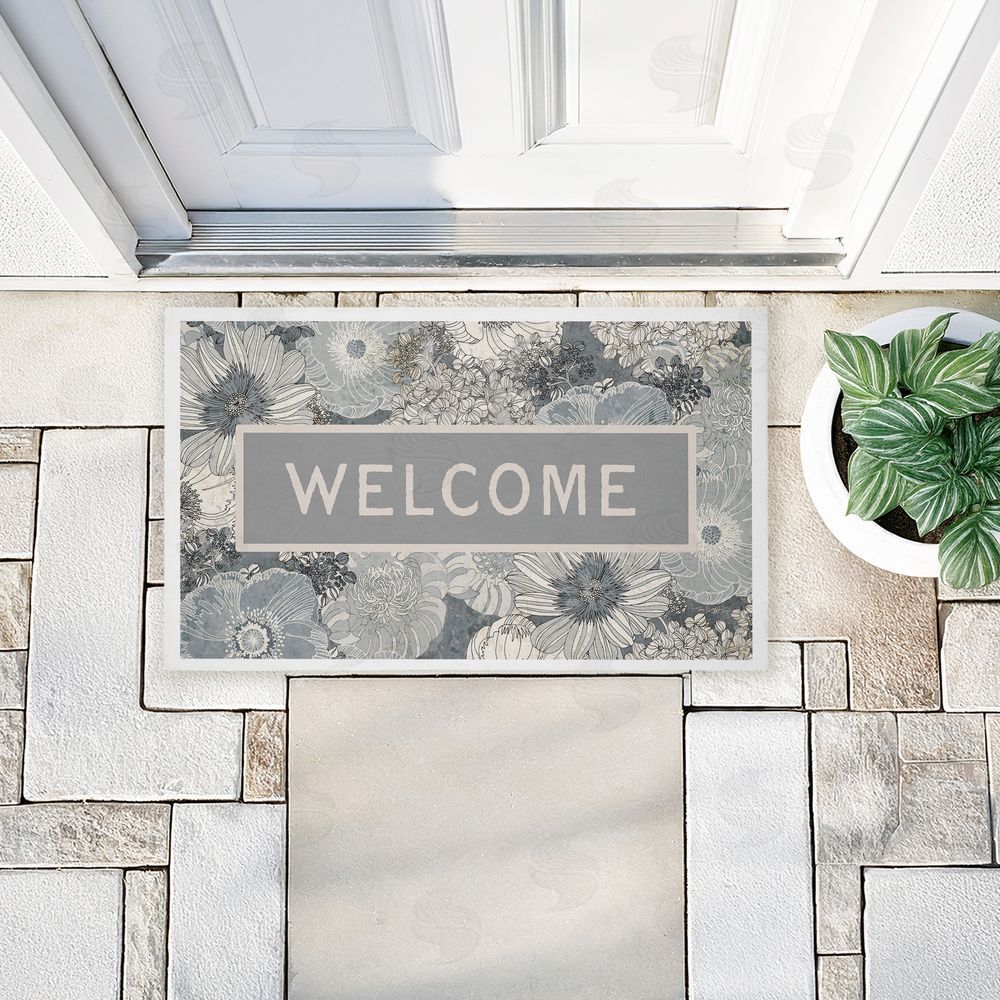 Tim Coffey | Monochrome Blooms Welcome Non-Woven Door Mat