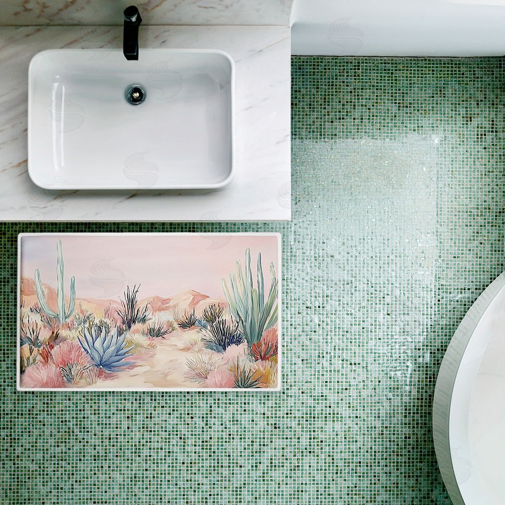 Ramona Murdock | Desert Wonderland Cacti Plush Bath Mat