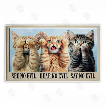 Jim Baldwin | See No Evil Cats Trio Plush Bath Mat