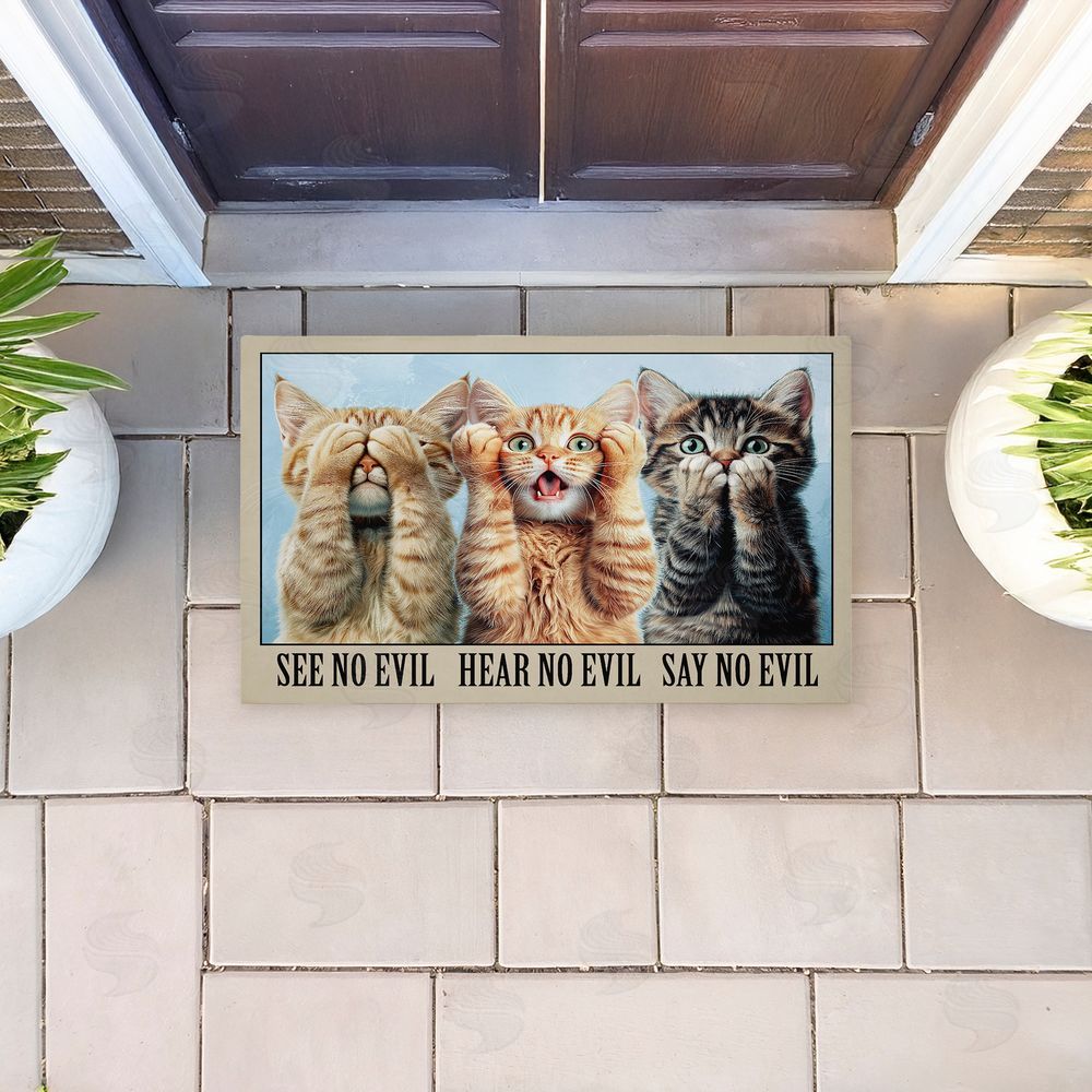 Jim Baldwin | See No Evil Cats Trio Non-Woven Door Mat