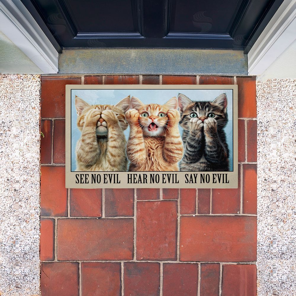Jim Baldwin | See No Evil Cats Trio Non-Woven Door Mat